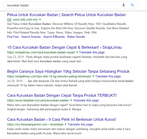 google search kuruskan badan