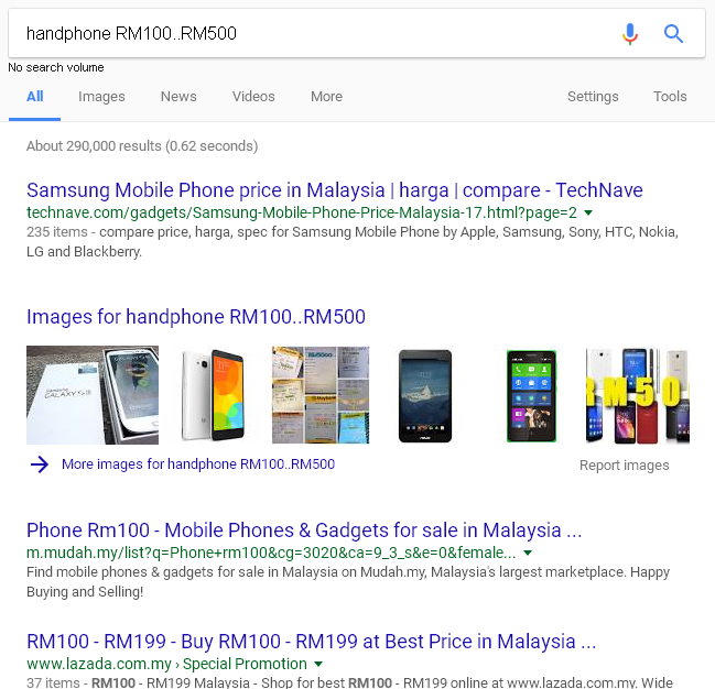 pencarian google melibatkan kunatiti dalam lingkungan tertentu