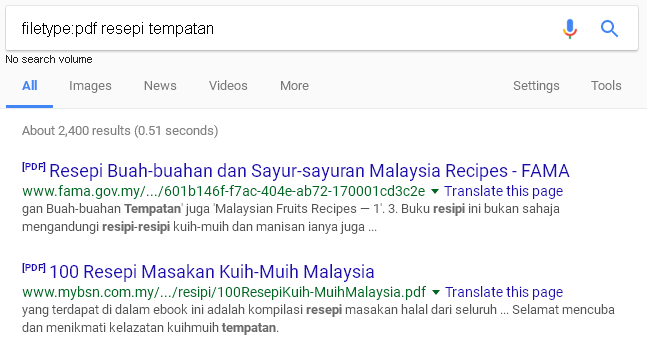 operator filetype untuk pencarian fail jenis tertentu dalam gogle search