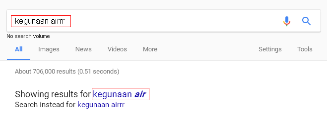 pembetulan automatik dalam google search