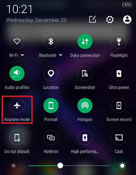 mod airplane pada handphone