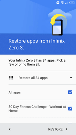android restore pilih aplikasi