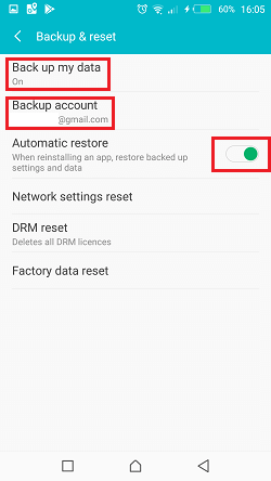 backup my data setting
