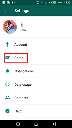 setting chat whatsapp