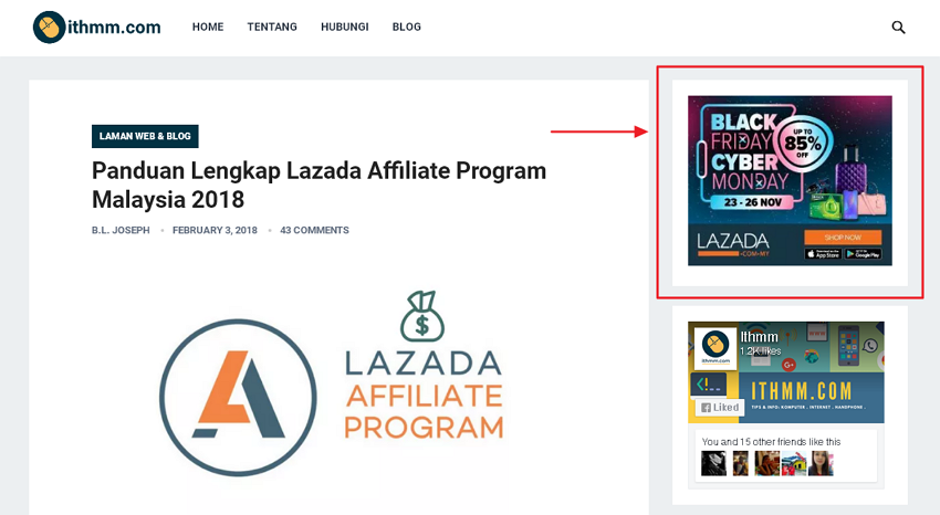 affiliate lazada pada sidebar