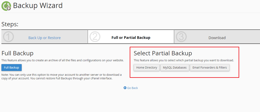 bahagian partial backup