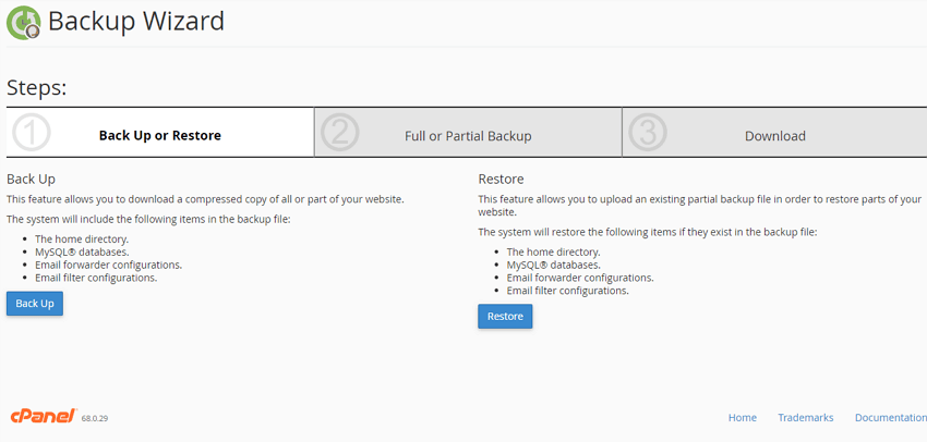 pilihan backup wizard