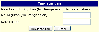 Tandatangan borang lhdnm