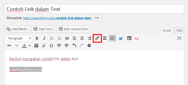 wordpress klik insert edit link