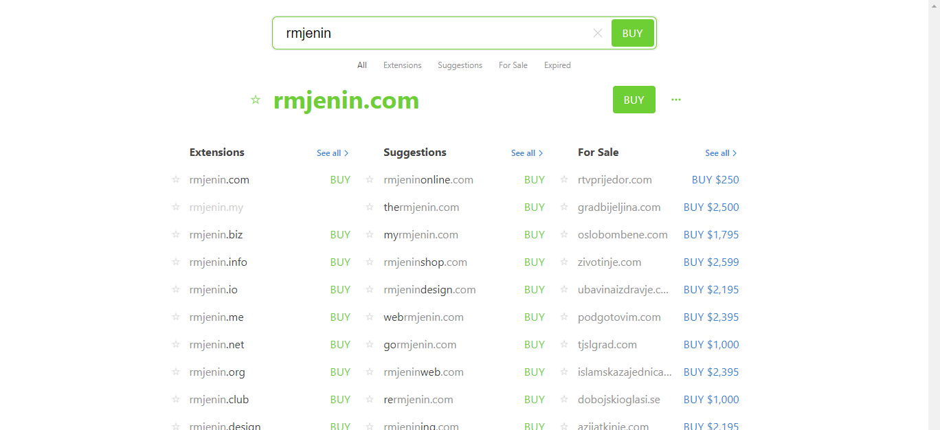 instantdomainsearch untuk memeriksa nama domain masih boleh digunakan atau tidak