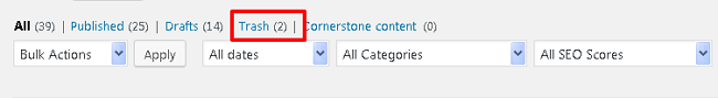wordpress trash