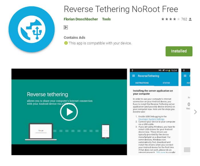 Aplikasi android Reverse Tethering NoRoot Free