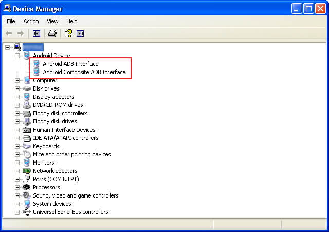 device manager driver android adb