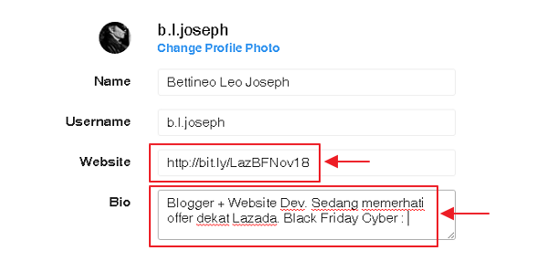 edit profile instagram