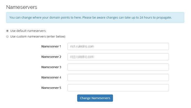 bahagian setting nameserver pada domain