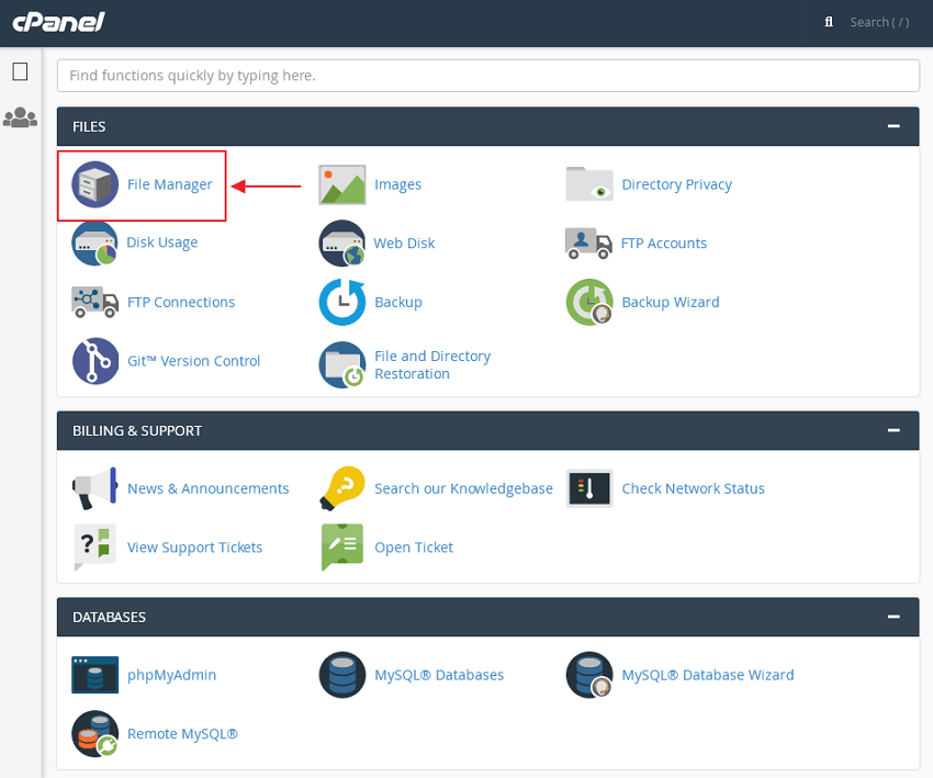 Klik cpanel file manager