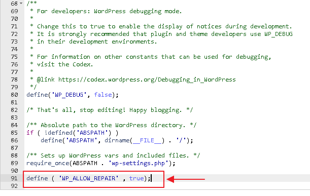 tambah kod wp-allow-repair