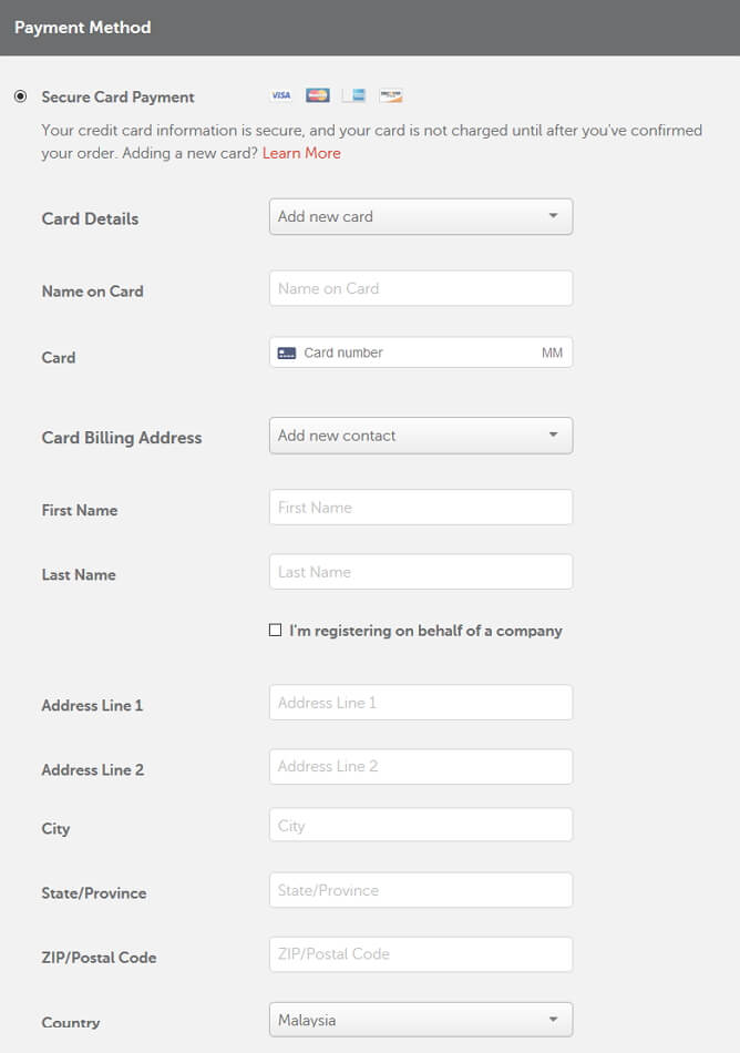 maklumat secure card payment
