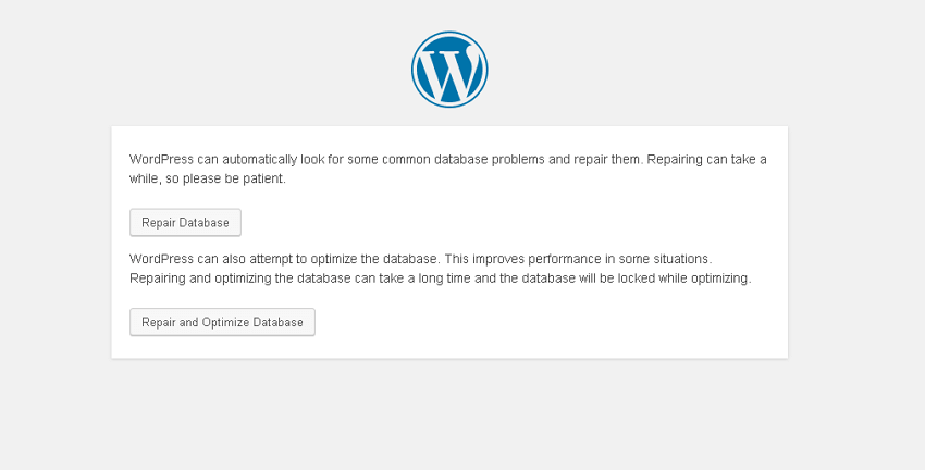 wordpress repair database