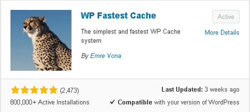 WP Fastest Cache plugin