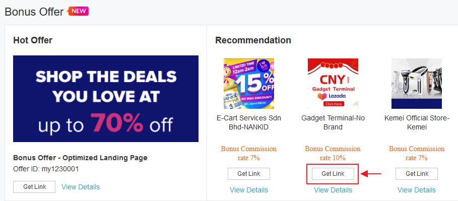 get link pada bonus offer