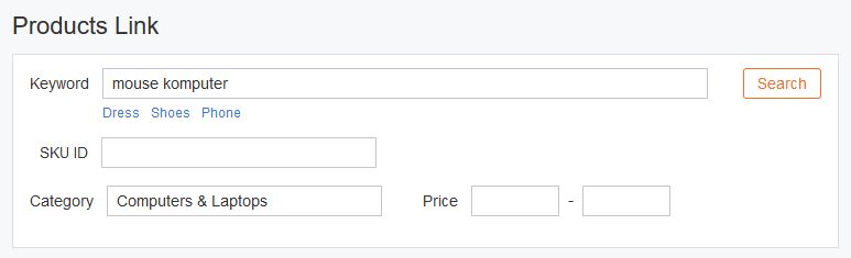 search product dalam product link
