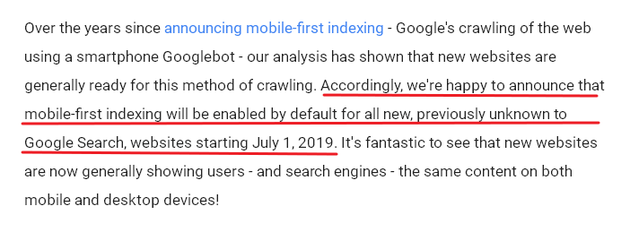 kenyataan google pelancaran mobile-first indexing 1 julai 2019