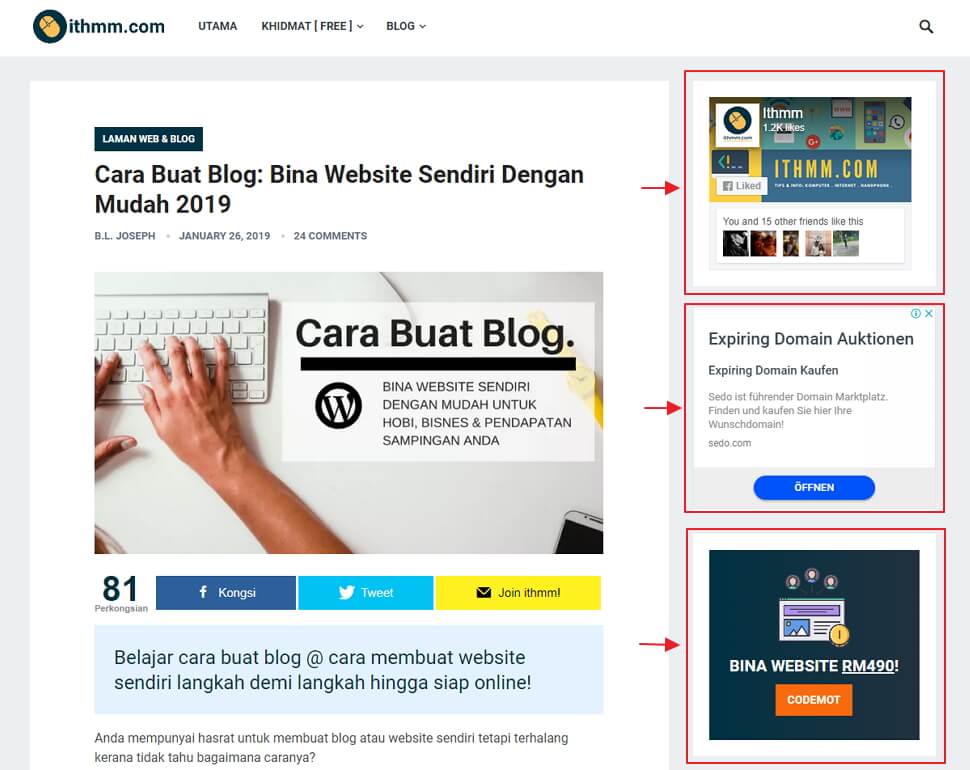 contoh widget dalam blog