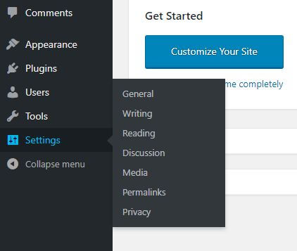 setting utama pada wordpress