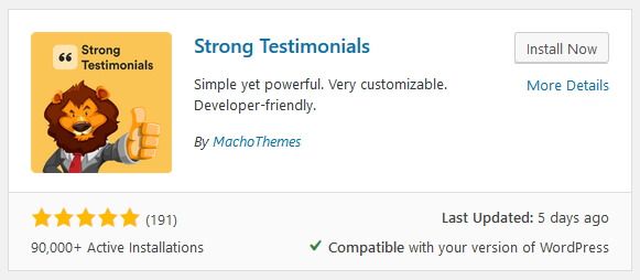 install strong testimonials