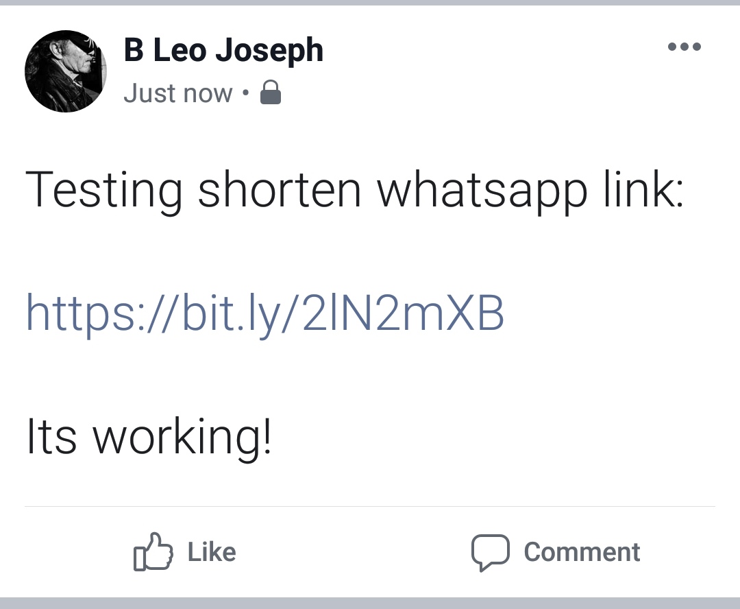 contoh shorten whatsapp link di fb