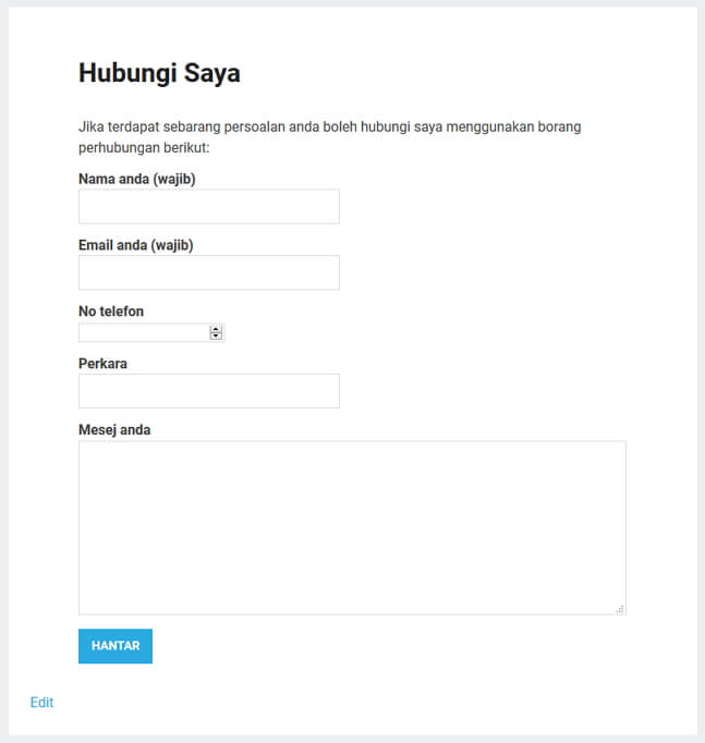 contoh paparan contact form