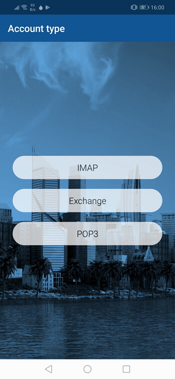 imap exchange pop3 bluemail