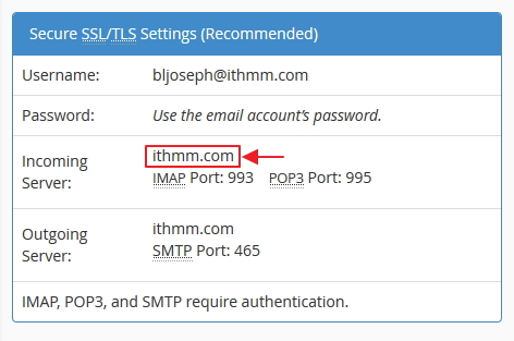 incoming imap server setting