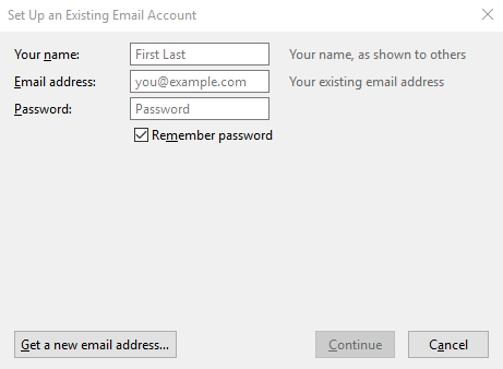 set up existing account