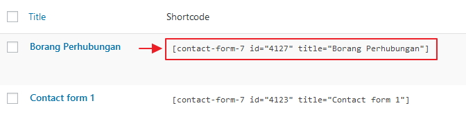 shortcode contact forms 7