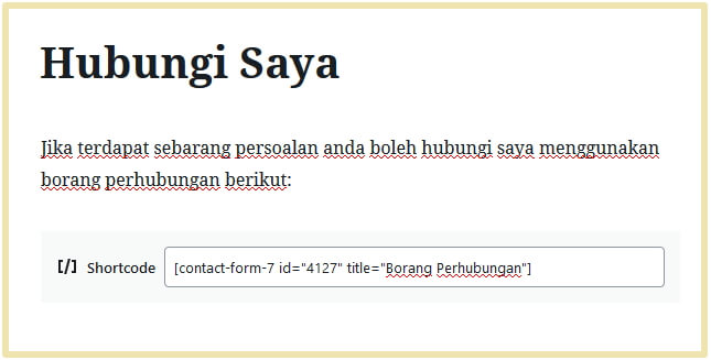 shortcode dalam page