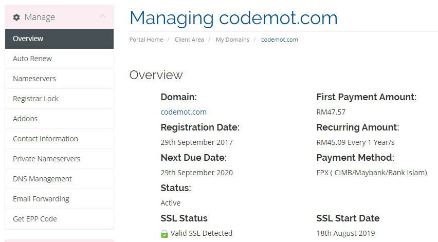 paparan manage domain