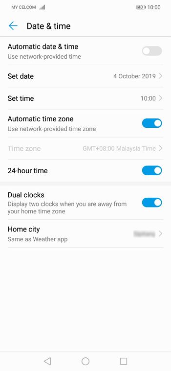 setting date time smartphone