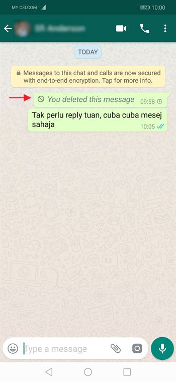 whatsapp berjaya padam penghantar