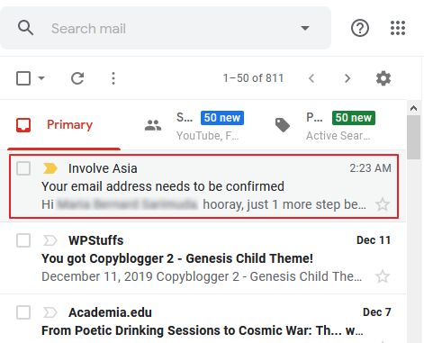 email pengesahan