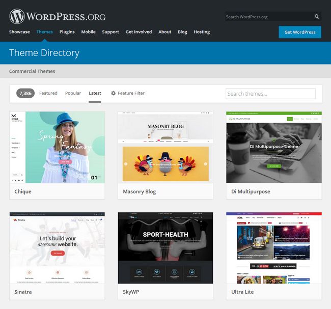 pilihan theme wordpress org