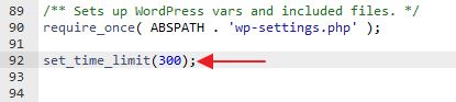 set time limit wp-config php
