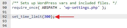 set time limit wp-config php