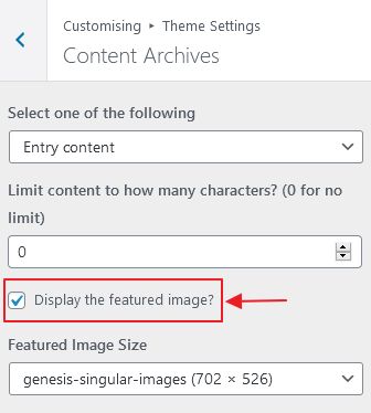 setting show featured image pada archives