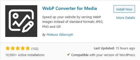 Plugin WebP Converter for Media