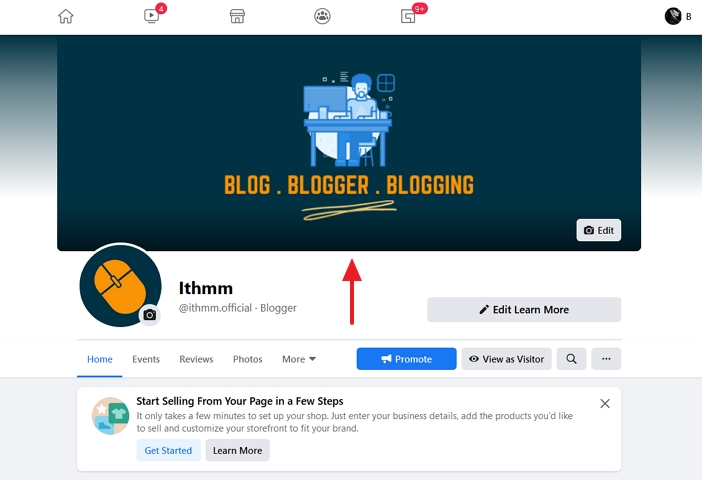 klik pada facebook banner cover photo