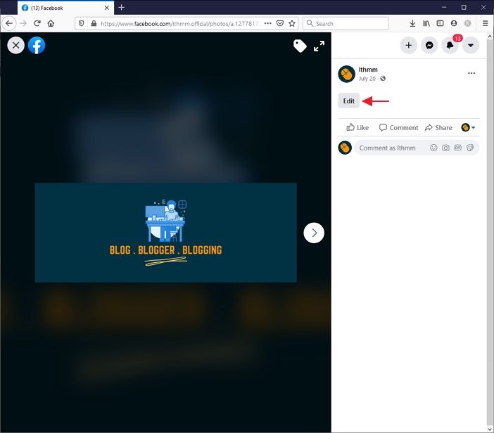 masukkan description dan link dalam cover photo