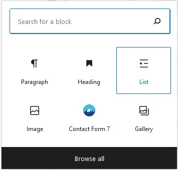 block list dalam wordpress