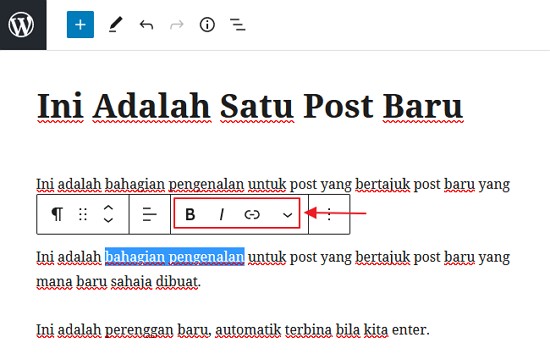 buat bold italic underline link